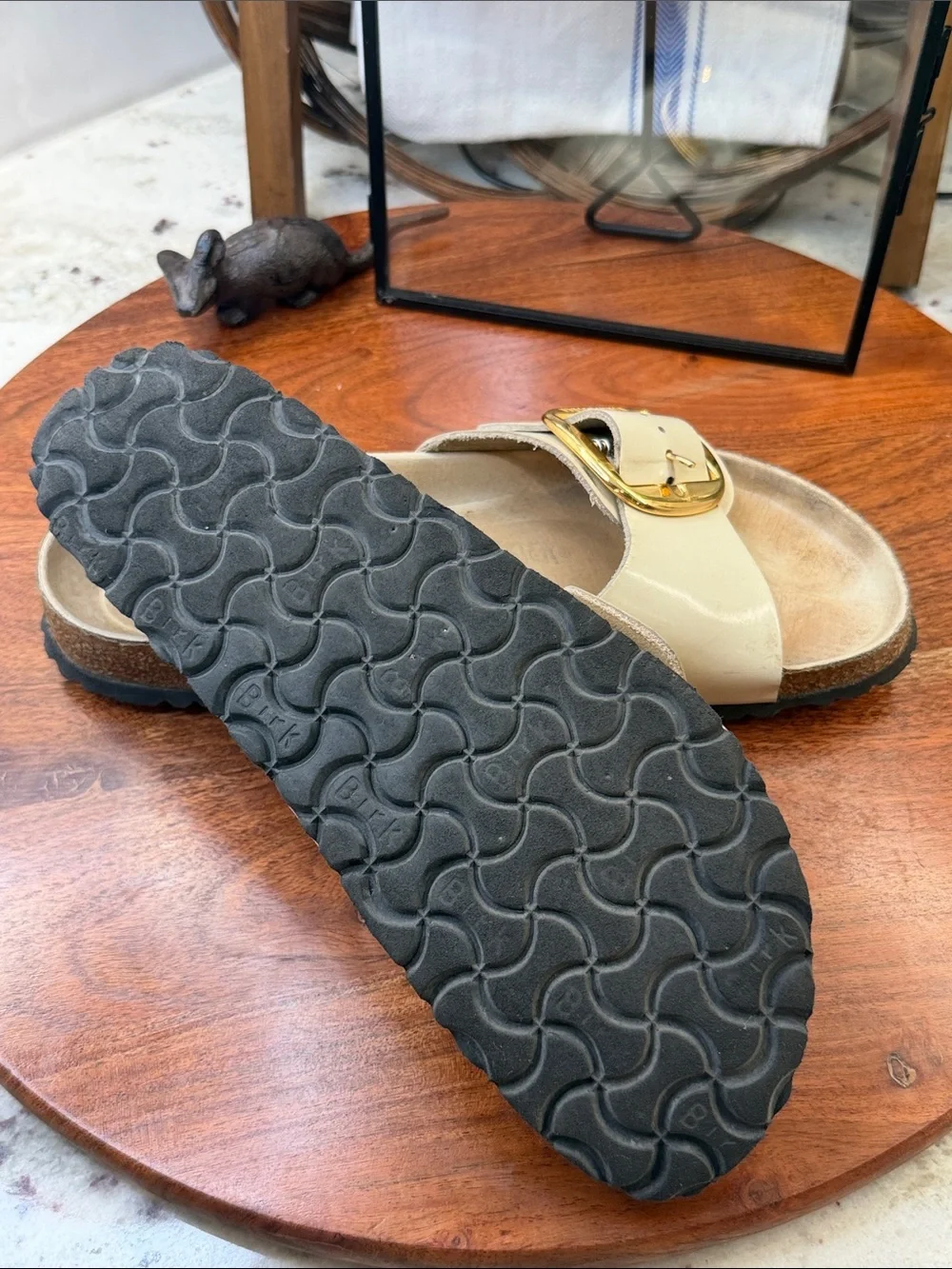 Birkenstock Madrid Big Buckle Slide Sandals with Gold Buckle